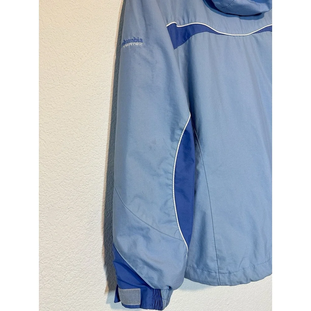 Columbia‎ Vertex Womens Large Jacket Coat Blue Nylon Waterproof Stow Away Hood